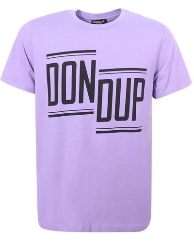 Dondup T-shirt viola con girocollo e logo a contrasto