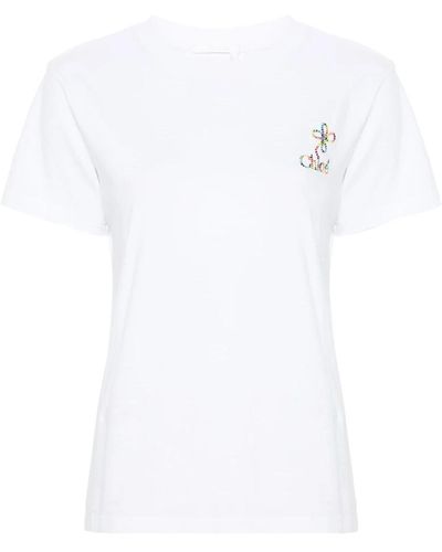 Chloé T-shirt mit logo-stickerei - Weiß