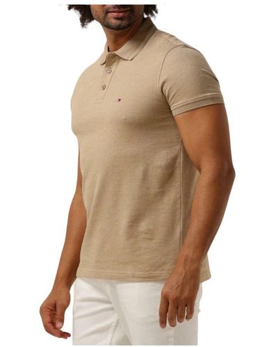 Tommy Hilfiger Braunes slim fit polo mit mouline-streifen,slim fit polo shirt, polo & t-shirts slim fit polo