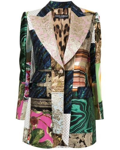 Dolce & Gabbana Bestickte blazerjacke mit patchwork - Grün