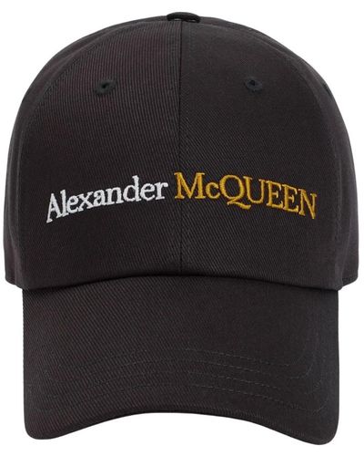 Alexander McQueen Klassisches logo bicolor schwarz gold hut