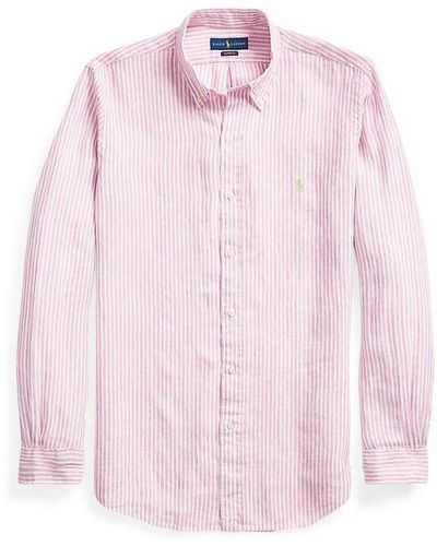 Ralph Lauren Gestreiftes leinenhemd - Pink