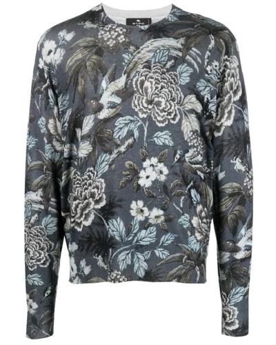Etro Blumenmuster kaschmir-seiden sweatshirt - Grau