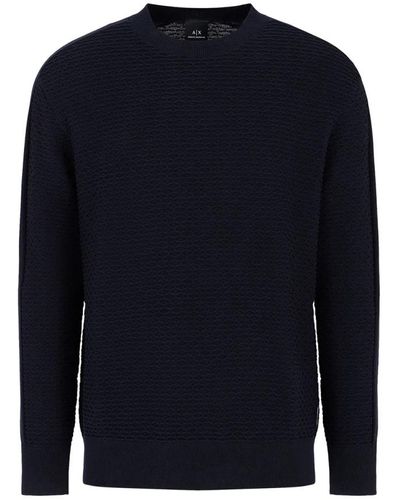 Armani Exchange Navy baumwoll pullover sweater - Blau