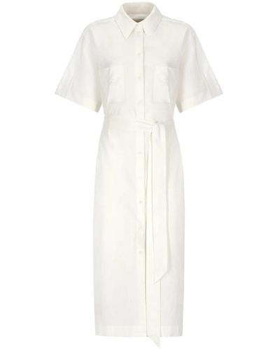 Maison Kitsuné Vestido blanco de algodón con cuello