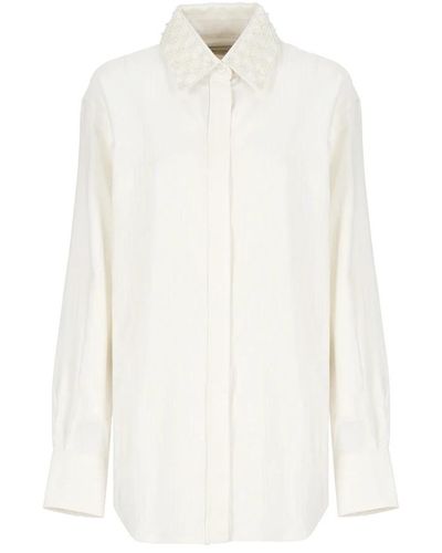 Golden Goose Ivory seidenmischung shirt mit perlenkragen - Weiß