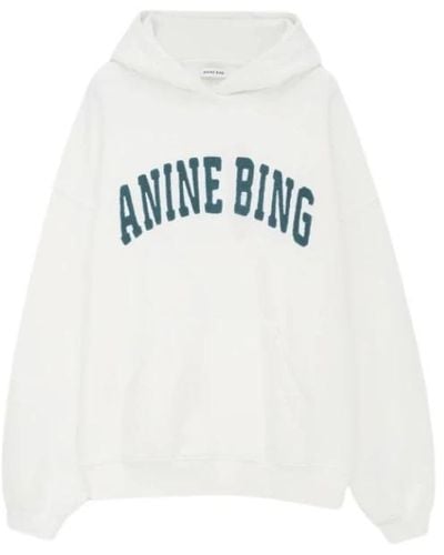Anine Bing Harvey hoodie mit fronttasche - Weiß