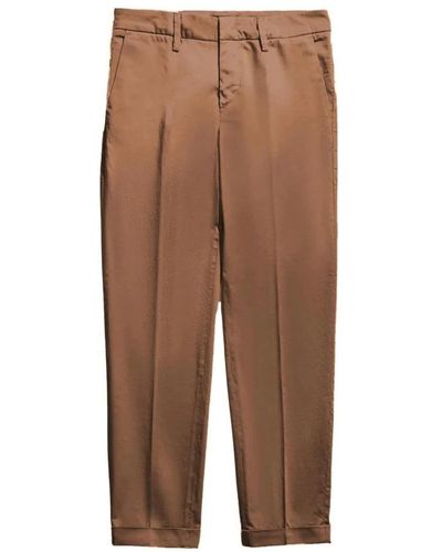 Fay Cropped Trousers - Brown