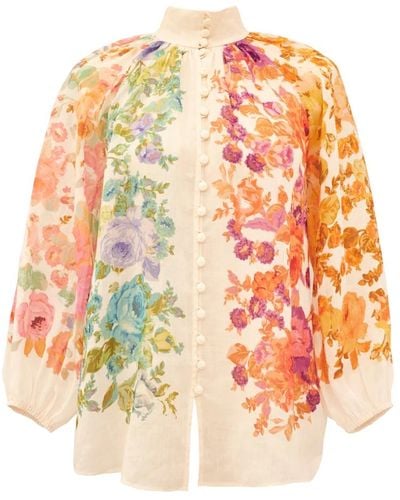 Zimmermann Blusa colorida estampado floral arcoíris - Multicolor