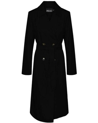 Pieces Double-Breasted Coats - Black