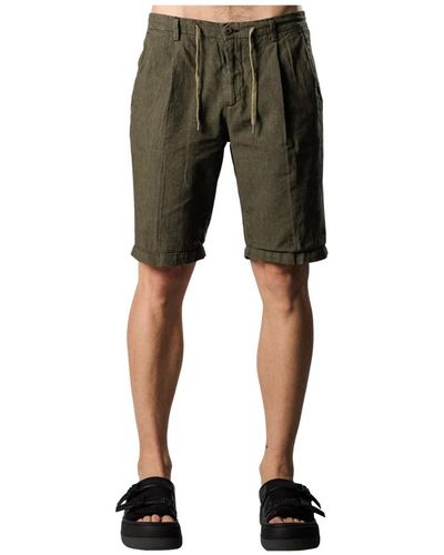 40weft Houndstooth shorts mit kordelzug in khaki - Schwarz