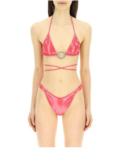 Alessandra Rich Laminated bikini set with jewel embellishment - Rosa