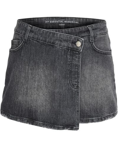My Essential Wardrobe Asymmetrischer schwarz wasch rock shorts panties - Grau