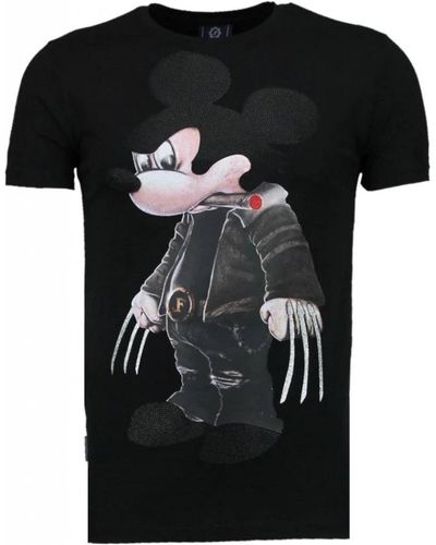 Local Fanatic Bad mouse rauchender rhinestone - t-shirt - 5090z - Schwarz
