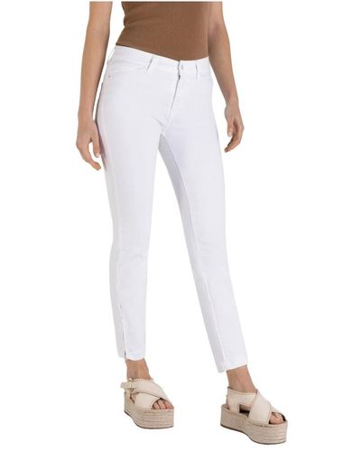 M·a·c Jeans slim fit con dettaglio zip - Bianco