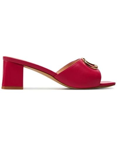 Twin Set Mules in pelle con tacco chunky - Rosso