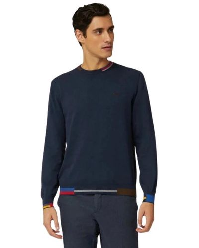 Harmont & Blaine Maglione girocollo in cotone e lana con dettagli multicolor - Blu