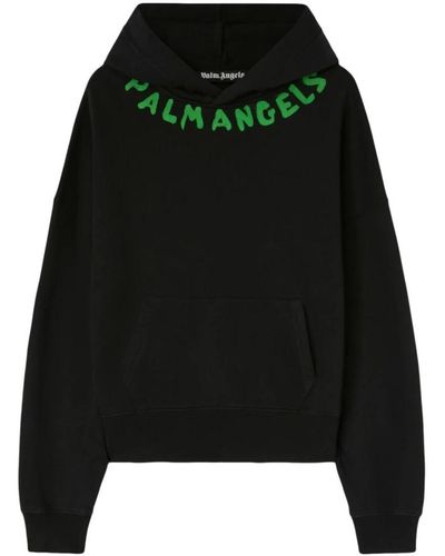 Palm Angels Schwarzer baumwoll-logo-hoodie-pullover,hoodies,sweatshirts