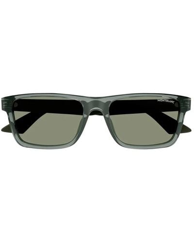Montblanc Sonnenbrille mit quadratischem acetatrahmen in transparentem grau - Grün