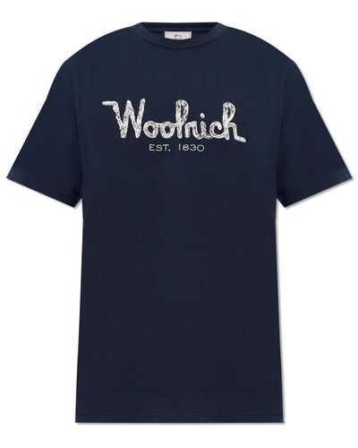 Woolrich T-shirt mit logo - Blau