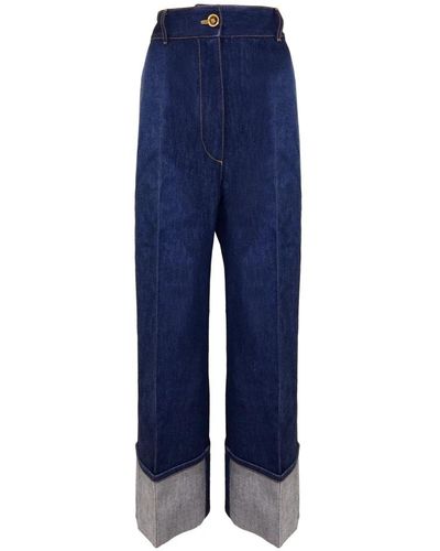 Patou Jeans blu scuro con risvolto