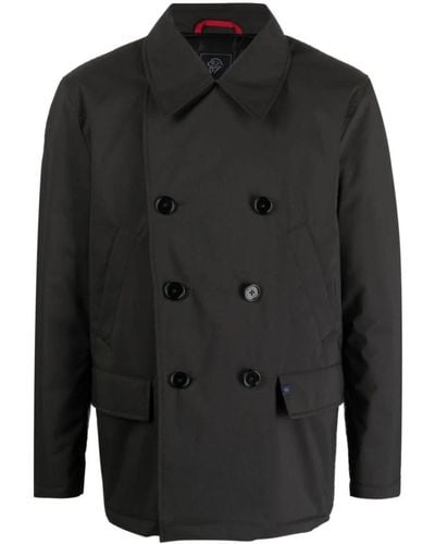 Fay Double-Breasted Coats - Black