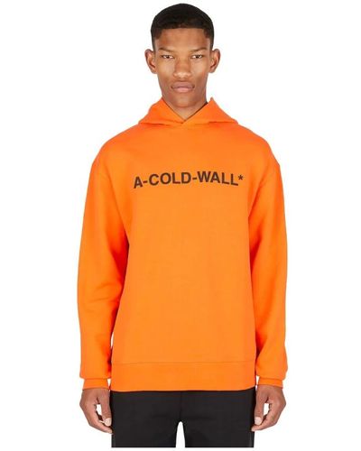 A_COLD_WALL* Felpa con cappuccio di stampa logo essenziale - Arancione