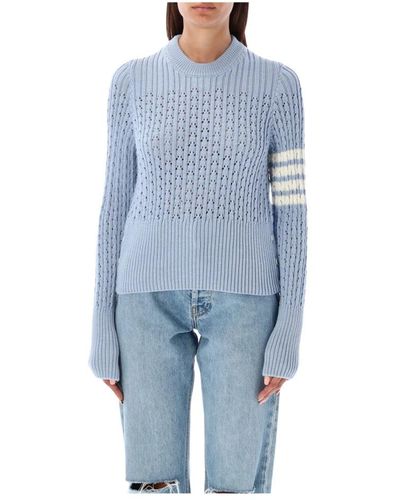 Thom Browne Round-Neck Knitwear - Blue