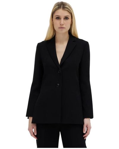 Moschino Eleganter langer blazer mit hohen seitenschlitzen - Schwarz