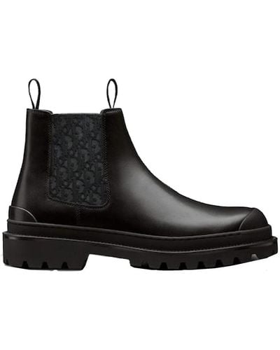 Dior Leder chelsea boots elastische einsätze - Schwarz