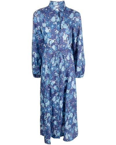Faithfull The Brand Vestido de lino estampado floral - Azul