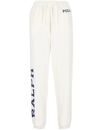 Ralph Lauren Pantalones de algodón marfil con cordón - Blanco