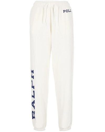 Ralph Lauren Pantaloni in cotone avorio con coulisse - Bianco
