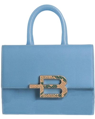 Baldinini Lederhandtasche mit reißverschluss und kettenriemen - Blau