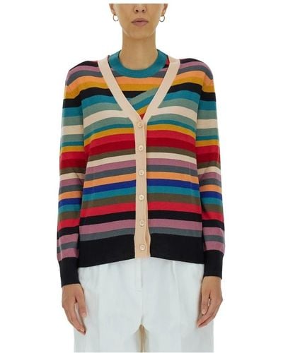 PS by Paul Smith Cardigan a strisce firma - Rosso