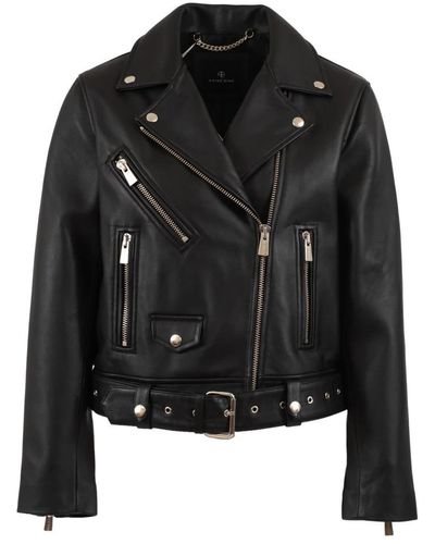 Anine Bing Leather Jackets - Black