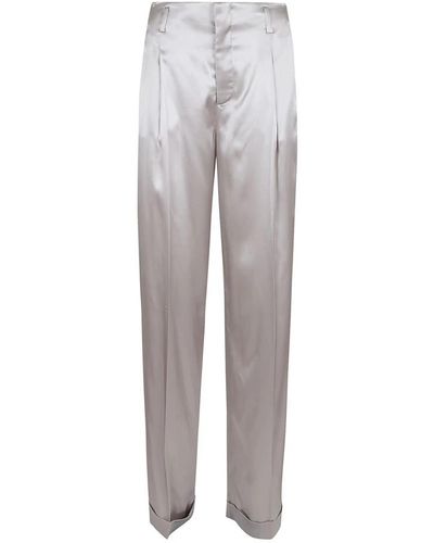Ralph Lauren Pantaloni grigi chiaro plissettati a lunghezza intera - Grigio
