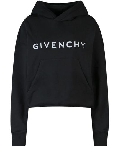 Givenchy Sudadera de algodón negra con capucha y bajo deshilachado - Negro