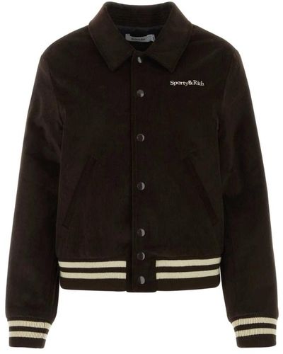 Sporty & Rich Elegante chaqueta bomber de pana chocolate - Negro