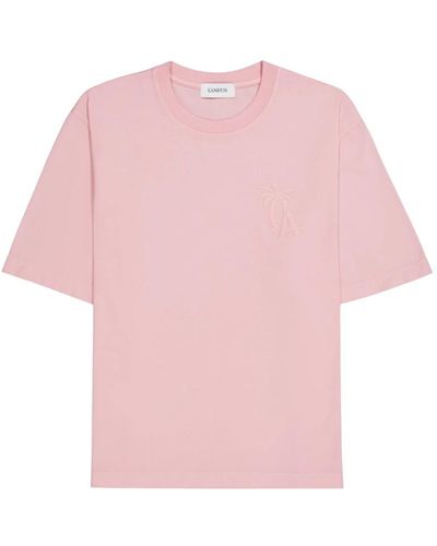 Laneus Camiseta rosa con logo de palma
