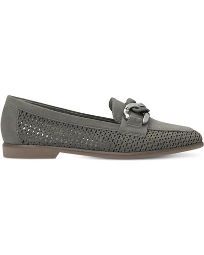 Tamaris Mocasines de cuero verde para mujer - Gris