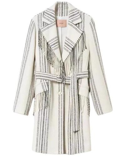 Twin Set Belted Coats - White