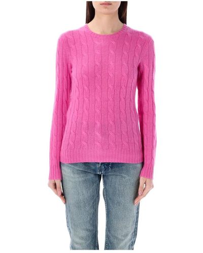 Ralph Lauren Fuxia zopfmuster pullover - Rot