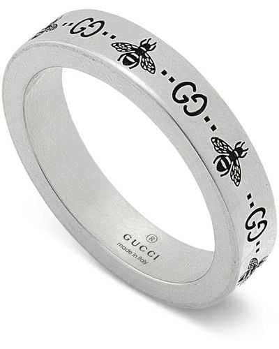 Gucci Interlocking G Bee-engraved Sterling- Ring - Metallic