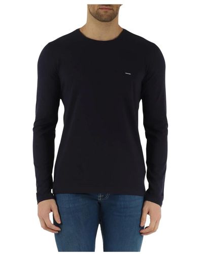 Calvin Klein T-shirt slim fit in cotone elasticizzato a maniche lunghe - Nero