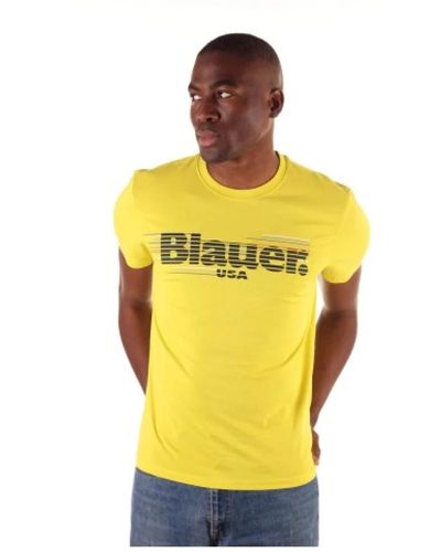 Blauer Baumwoll t-shirt - Gelb