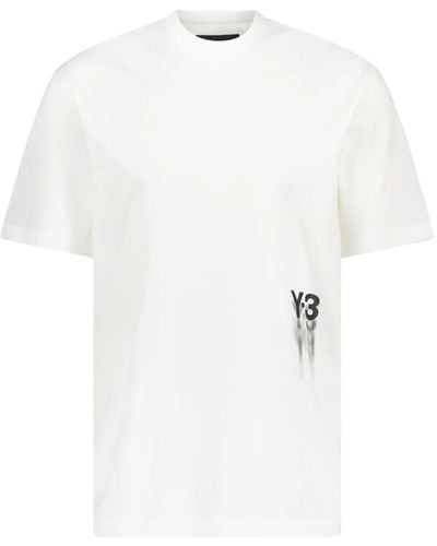 Y-3 Logo print baumwoll t-shirt - Weiß