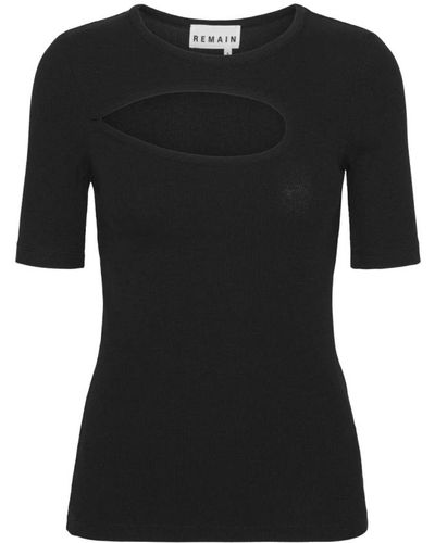 REMAIN Birger Christensen Camiseta negra con corte en las costillas - Negro