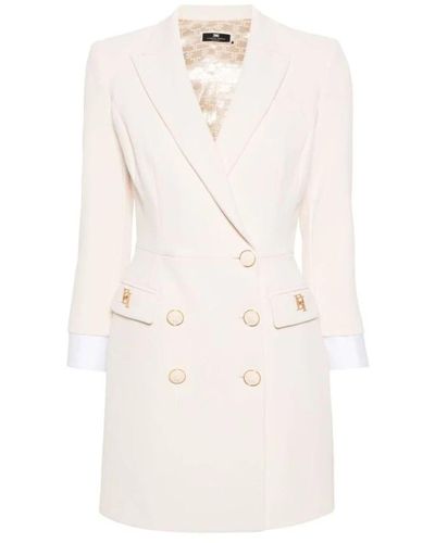 Elisabetta Franchi Double-Breasted Coats - White