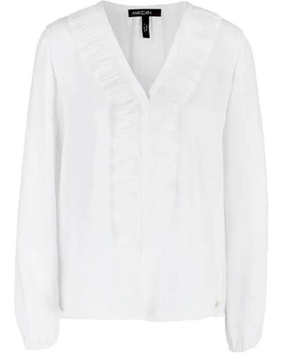 Marc Cain Elegante blusa bianca con scollo a v - Bianco